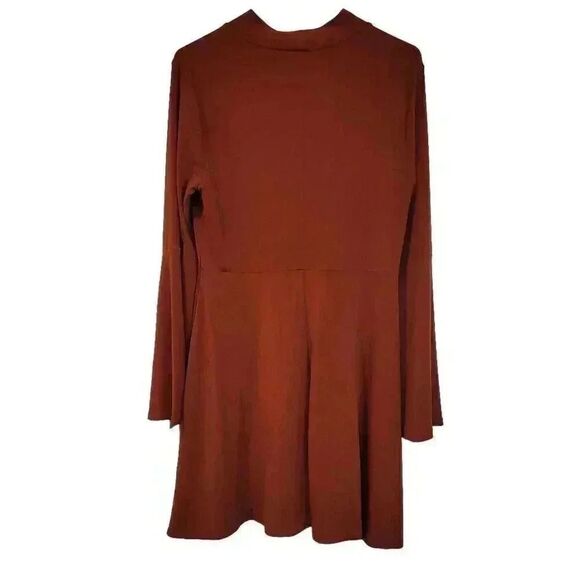 Bcbgeneration Women's Burnt Orange Poly/Spandex A-Line Mock Neck Long Bell Sleev - Picture 8 of 10